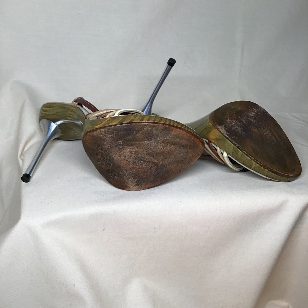 Gianni G metal stiletto wood sole heels size 9 - Picture 5 of 6